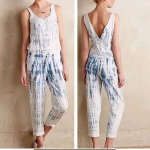 Cloth & Stone Anthropologie Makai Jumpsuit Medium Chambray Tie Dye One-Piece